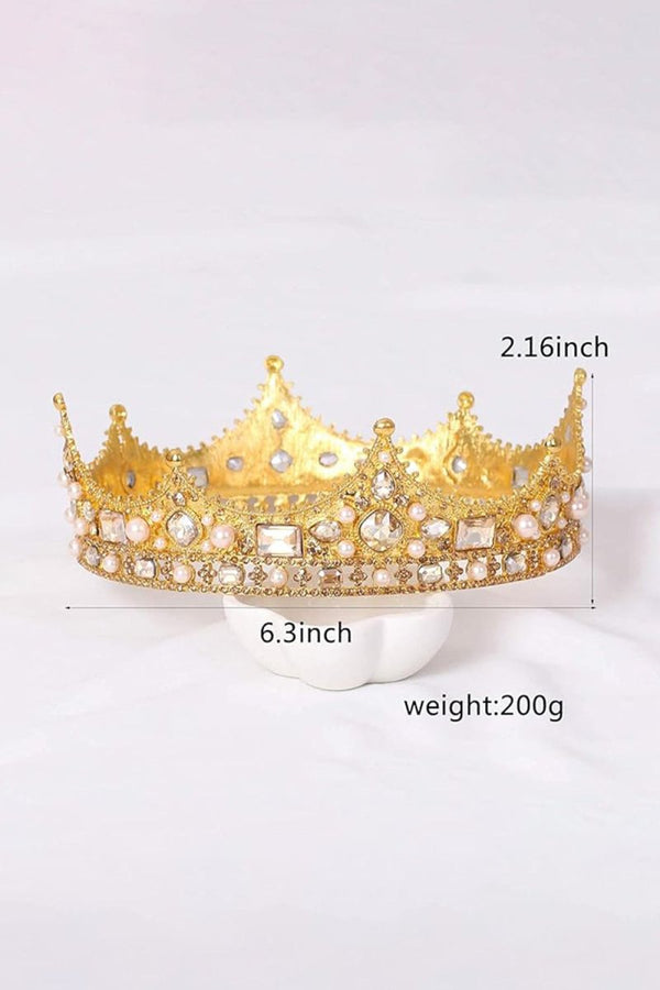 Baroque Vintage Crystal Pearl Crown - KissProm