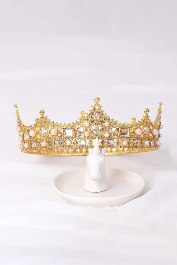 Baroque Vintage Crystal Pearl Crown - KissProm