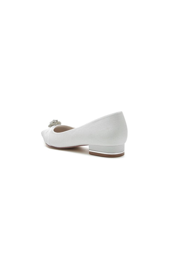 Beaded Pointed Toe Slip - On Wedding Shoes With Rhinestone - KissProm