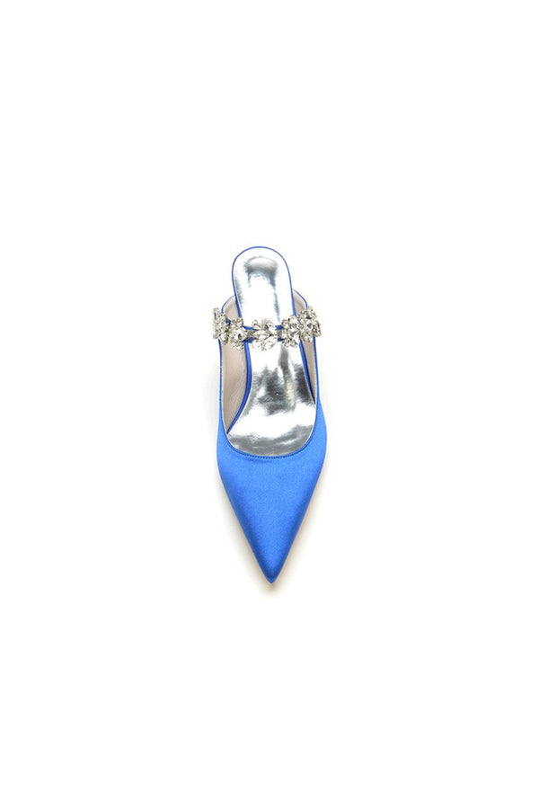 Beading Pointed Toe Rhinestone High Heels - KissProm