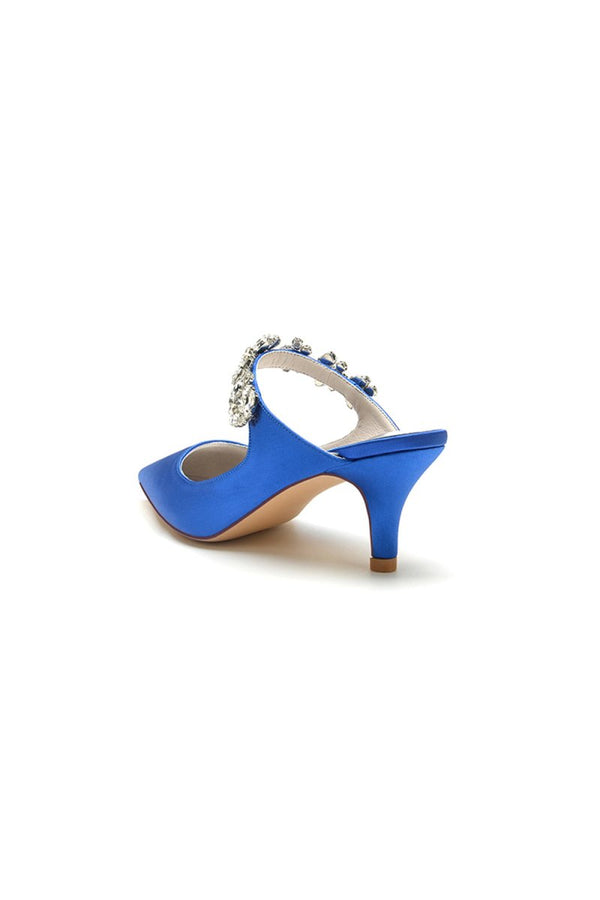 Beading Pointed Toe Rhinestone High Heels - KissProm