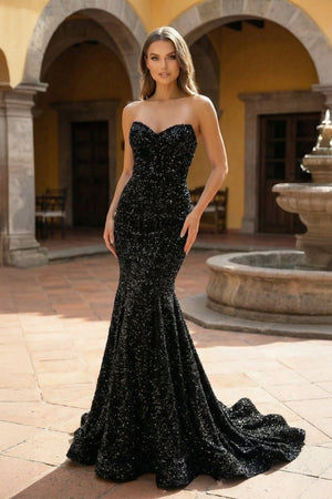 Mermaid Sweetheart Neck Sequins Prom Dress - KissProm