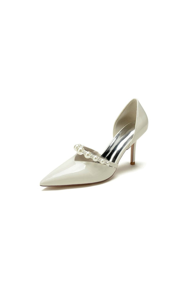 Black Elegant High Heels with Pearl Embellishment - KissProm