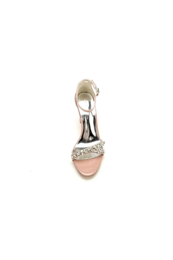 Black High Heels with Crystal Ankle Strap - KissProm