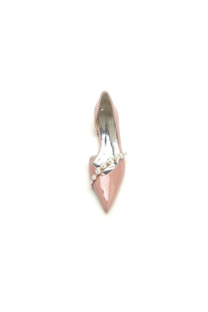 Black High Heels with Pearl and Rhinestone Embellishments - KissProm