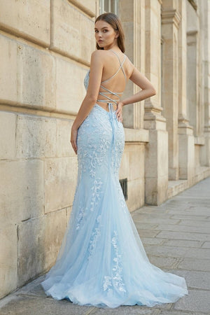 Mermaid Spaghetti Straps Lace Prom Dress - KissProm