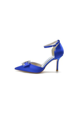 Buckle Strap Pointed Toe High Heels - KissProm