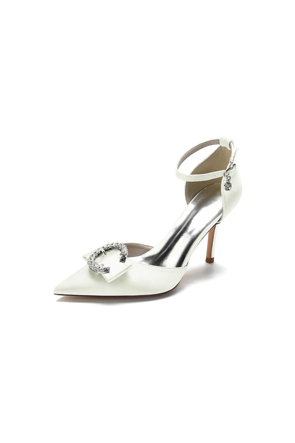 Buckle Strap Pointed Toe High Heels - KissProm