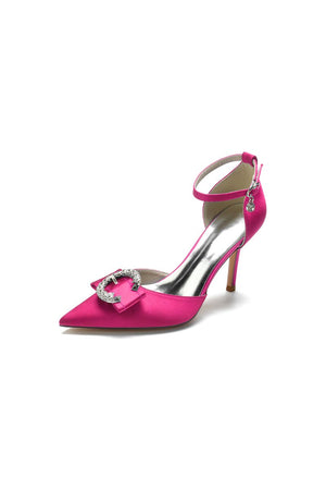 Buckle Strap Pointed Toe High Heels - KissProm