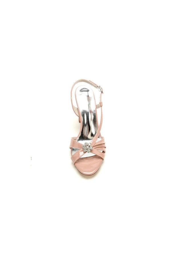 Burgundy High - Heeled Sandals with Crystal Accent - KissProm