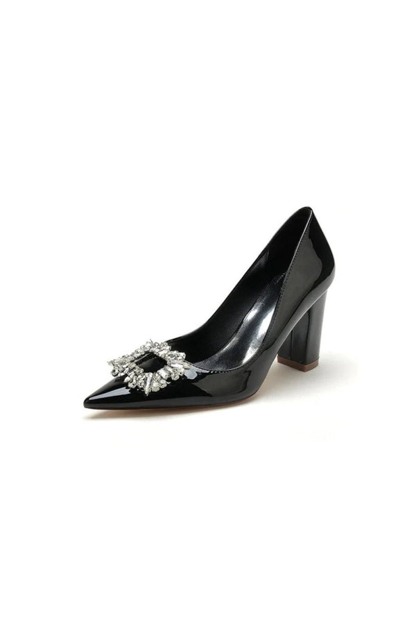 Burgundy High Heels with Crystal Embellishment - KissProm
