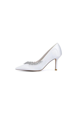 Burgundy High Heels with Crystal Embellishments - KissProm