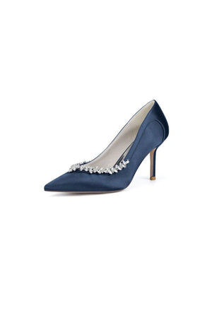 Burgundy High Heels with Crystal Embellishments - KissProm