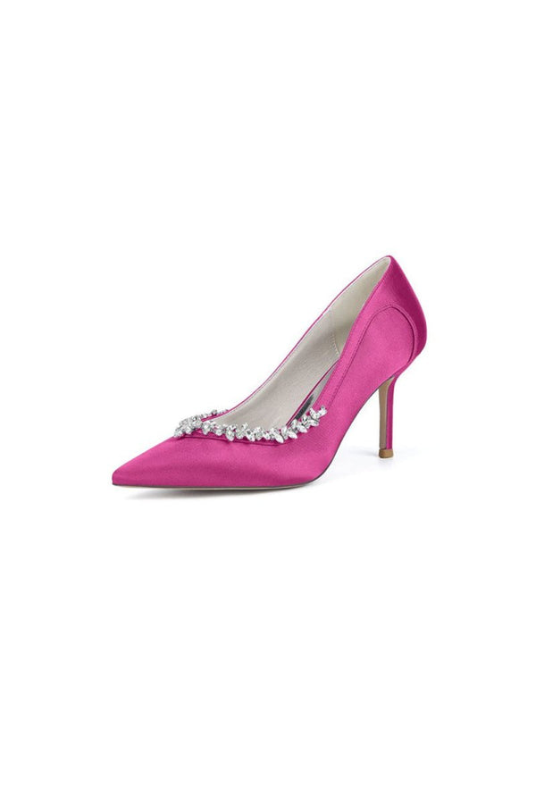 Burgundy High Heels with Crystal Embellishments - KissProm