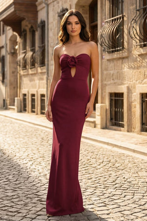 Red Sweetheart Satin Mermaid Long Prom Dress - KissProm