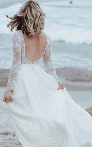 Casual Lace Bateau A Line Tulle Floor-length Wedding Dress with Split Front and Pleats