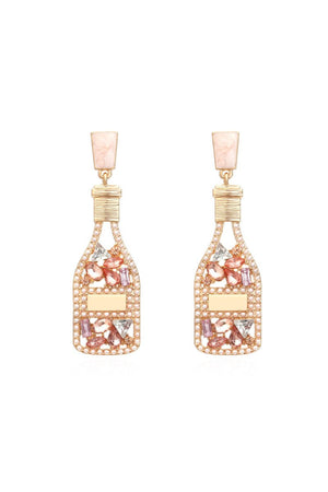 Champagne Bottle Earrings Rhinestone Crystal - KissProm