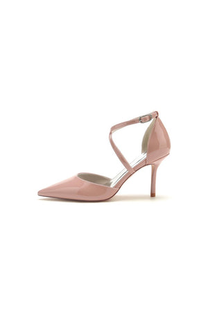 Champagne Patent Leather Wedding Shoes with Straps - KissProm