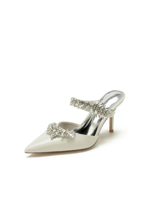 Champagne Pointed Toe Wedding Shoes with Rhinestone - KissProm