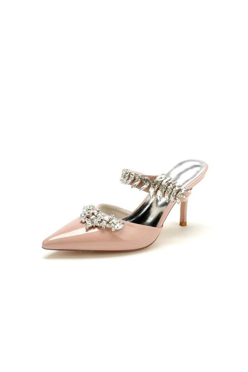 Champagne Pointed Toe Wedding Shoes with Rhinestone - KissProm