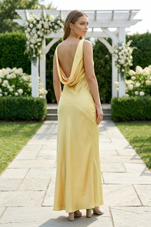 Charming Sheath V Neck Stretch Satin Bridesmaid Dresses - KissProm