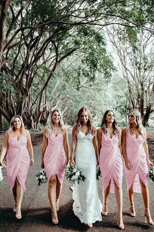 Cheap Sheath Bridesmaid Dresses Chiffon Short Gowns - KissProm