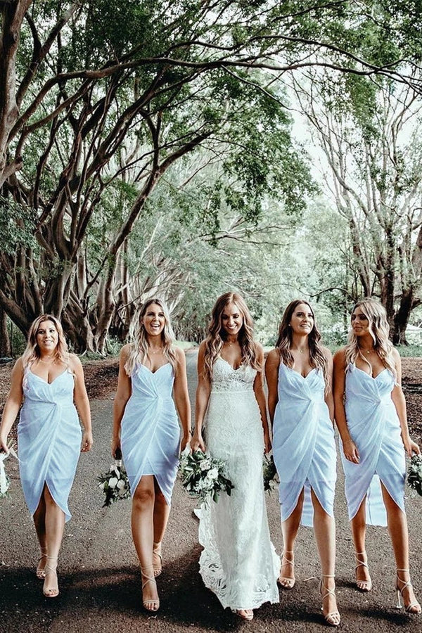 Cheap Sheath Bridesmaid Dresses Chiffon Short Gowns - KissProm