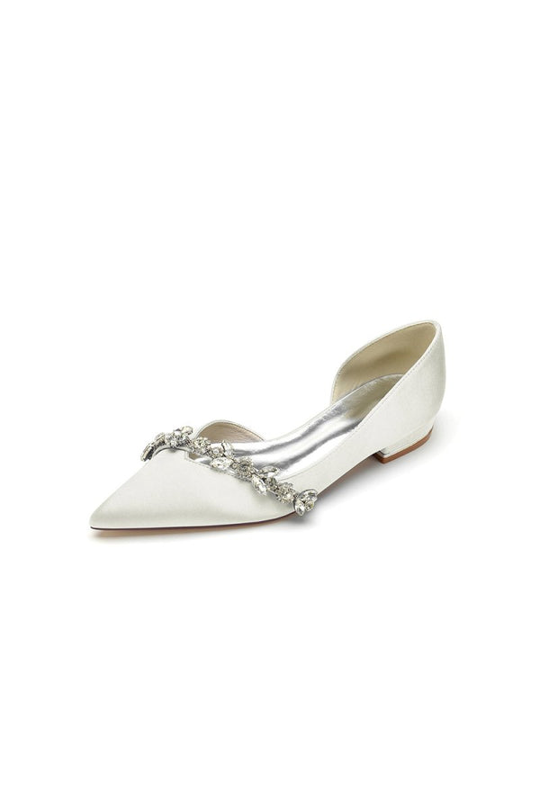 Chic Rhinestone Pointed Toe Kitten Heels - KissProm
