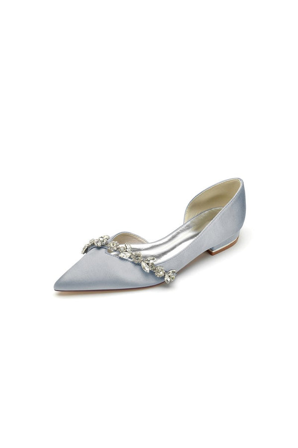 Chic Rhinestone Pointed Toe Kitten Heels - KissProm