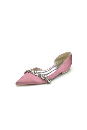 Chic Rhinestone Pointed Toe Kitten Heels - KissProm