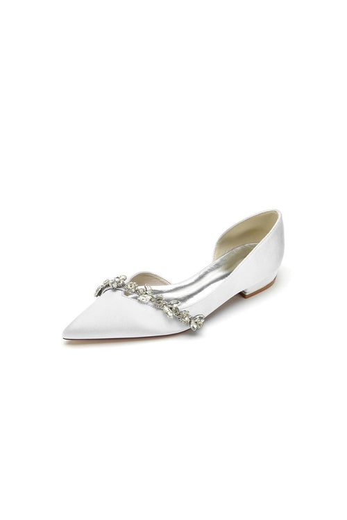 Chic Rhinestone Pointed Toe Kitten Heels - KissProm