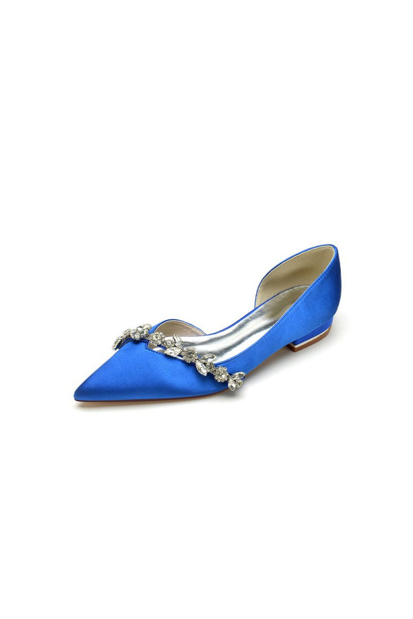 Chic Rhinestone Pointed Toe Kitten Heels - KissProm