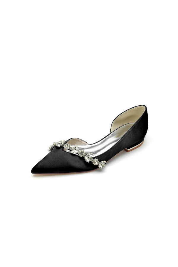Chic Rhinestone Pointed Toe Kitten Heels - KissProm