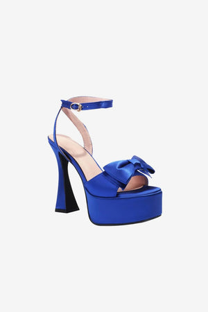 Chunky Hot Pink High Heel Sandals with Bow