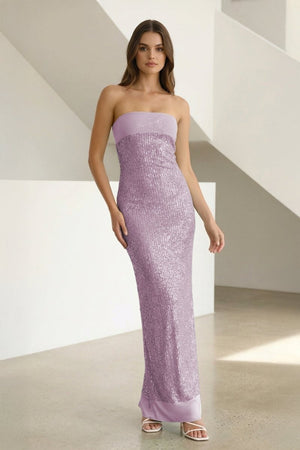 Sage Sheath Strapless Sequined Long Prom Dresses – Prom Dresses by KissProm | Available at KissProm