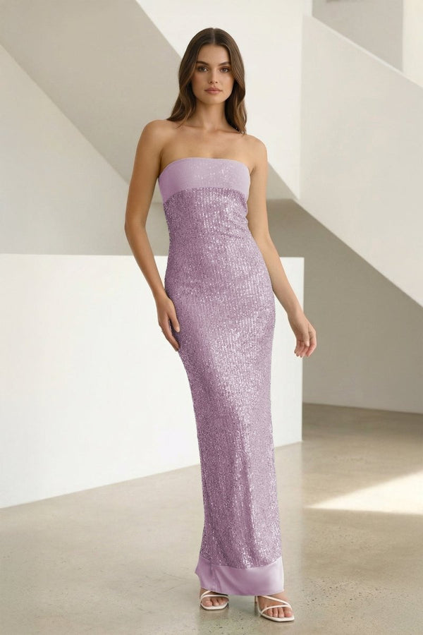 Sage Sheath Strapless Sequined Long Prom Dresses – Prom Dresses by KissProm | Available at KissProm