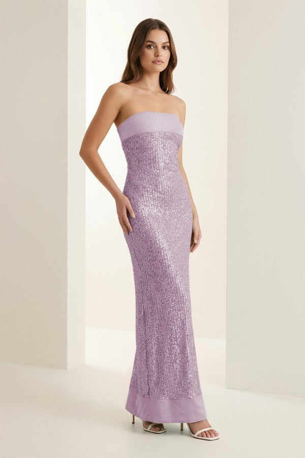 Sage Sheath Strapless Sequined Long Prom Dresses – Prom Dresses by KissProm | Available at KissProm