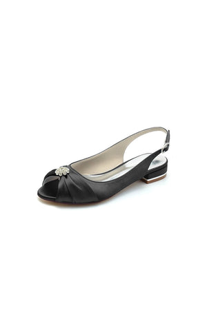 Open Toe Flats with Bow Cocktail - KissProm
