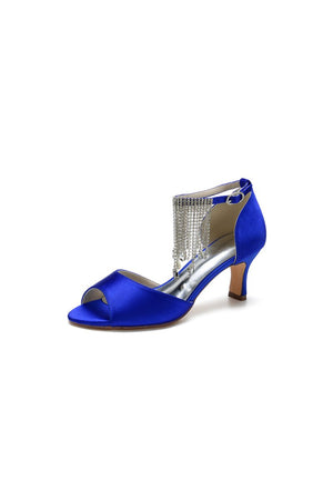 Cocktail Open Toe Tassel Strap Chunky Heels - KissProm
