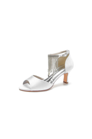 Cocktail Open Toe Tassel Strap Chunky Heels - KissProm