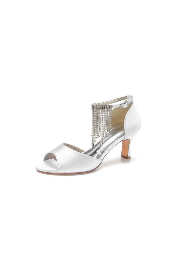 Cocktail Open Toe Tassel Strap Chunky Heels - KissProm