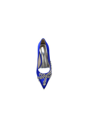 Cocktail Pointed Toe Crystal Satin High Heels - KissProm