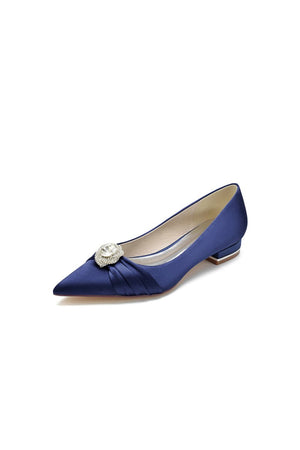 Cocktail Pointed Toe Flats With Crystal - KissProm