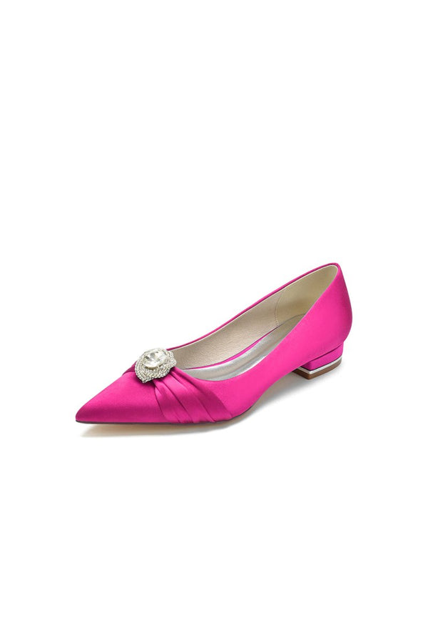 Cocktail Pointed Toe Flats With Crystal - KissProm