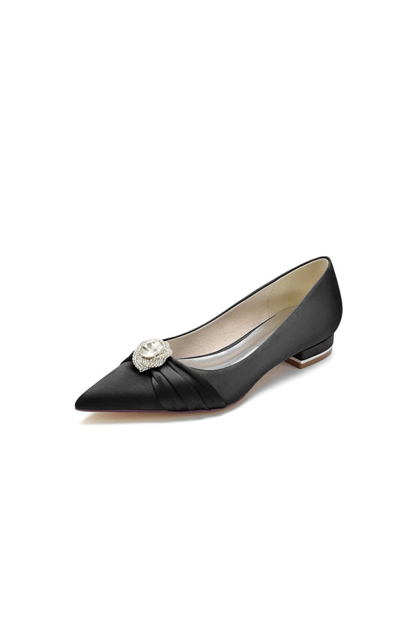 Cocktail Pointed Toe Flats With Crystal - KissProm
