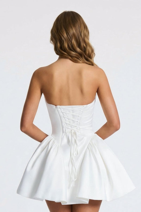 Cowl Neck A - Line Satin Graduation Dress With Corset - KissProm
