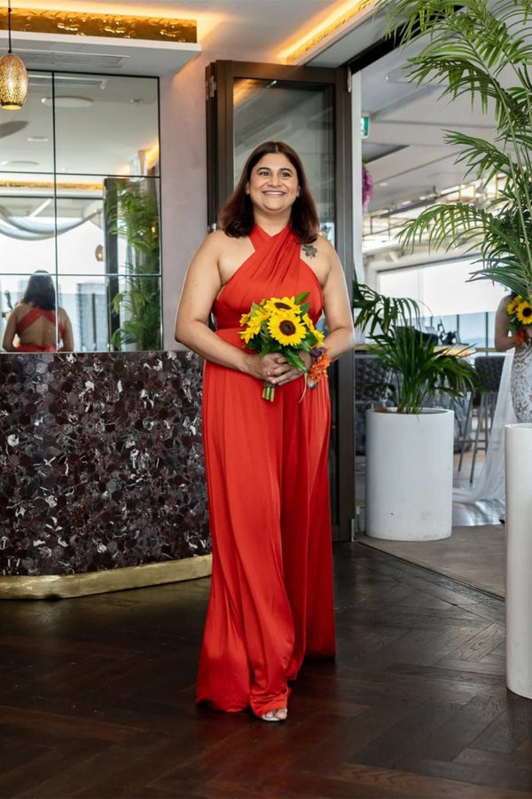 Crizmen | A-Line Red Infinity Long Bridesmaid Dress