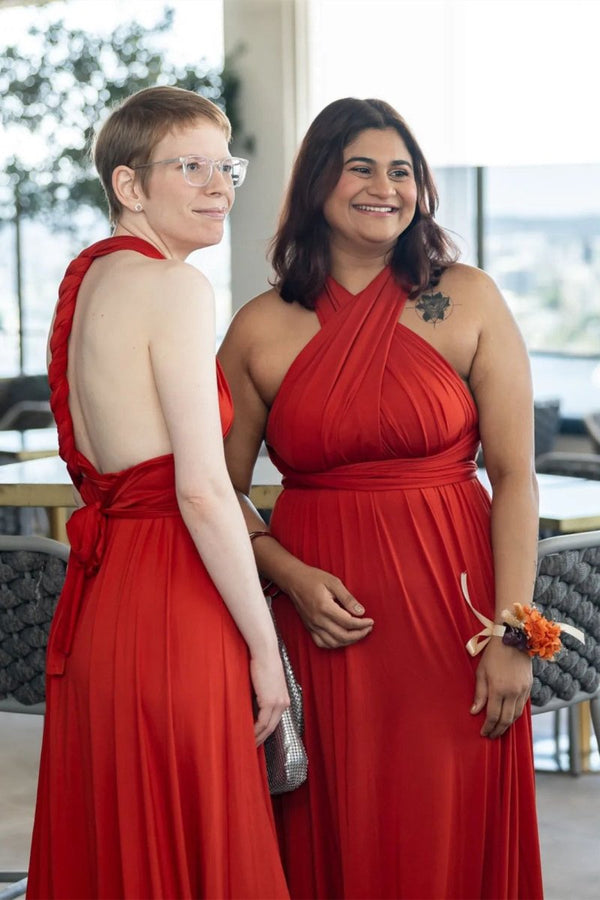 Crizmen | A-Line Red Infinity Long Bridesmaid Dress