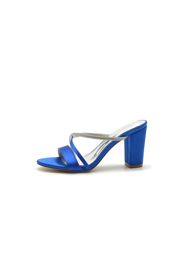 Cross Strap Open Toe High Heels With Rhinestone - KissProm