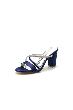 Cross Strap Open Toe High Heels With Rhinestone - KissProm